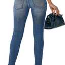 Women's Mid Waisted Jeans Trendy Distressed Stretch Ripped Butt Lift Denim Pants (Pack of 2) (Black, XL)