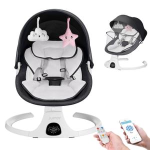Baby Swing for Infants to Toddler Electric Newborn Swing with 5-Speed 3-Seat Positions 5-Point Carabiner,with Bluetooth Music 10-Preset Melodies, Indoor and Outdoor use (Black)