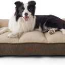 Bedsure Orthopedic Dog Beds Large Sized Dog - Extra Thick Supportive Large Dogs Bed with Waterproof Washable Cover, L Plus Comfort Pet Bed Sofa with Soft Plush Sherpa and Nonskid Bottom, Brown, 38"