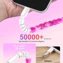 2 x SAMONPOW USB C Cable 66W USB to USB C Fast Charging Cable 3.3FT Cute Jade Beaded Type C Charging Cord for Women Girls Phone Charger Cord for iPhone 17 16 15 Pro Galaxy S25 S24 iPad 10 11th, Pink