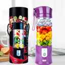 Portable Personal Blender for Smoothies, 13oz USB Rechargeable Cordless Travel Blender with 6 Serrated Stainless Steel Blades, Ice Crusher, Juicer Cup, Self-Cleaning, BPA-Free, for Outdoor&Kitchen Use