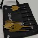 7PCS Titanium Coating Stubby Spade Drill Bit Set in SAE, Paddle Hole Drill Bit Set for Woodworking