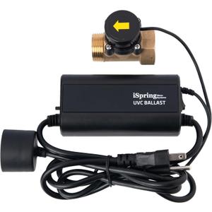 iSpring UVT55FS+UVS55FS UV Light Whole House Water Filter Transformer/Ballast with Water Flow Sensor, 55W 110V, for UVF55FS