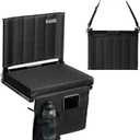 Stadium Seats for Bleachers with Back Support, Portable Bleacher Seats with Backs and Cushion Wide, Comfy Padded Cushion Stadium Seat Chair with Hooks, Shoulder Strap, Carry Handle, Cup Holder (Black)