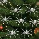 8 Pcs White Christmas Spider Ornament Glitter Beaded Spider Hanging Ornaments Decorations for Christmas Tree Holiday Decor Gift