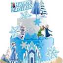 10 Pcs Cute Birthday Cake Toppers, Snow Theme Party Princess Cake Decorations, for Ice Party Supplies