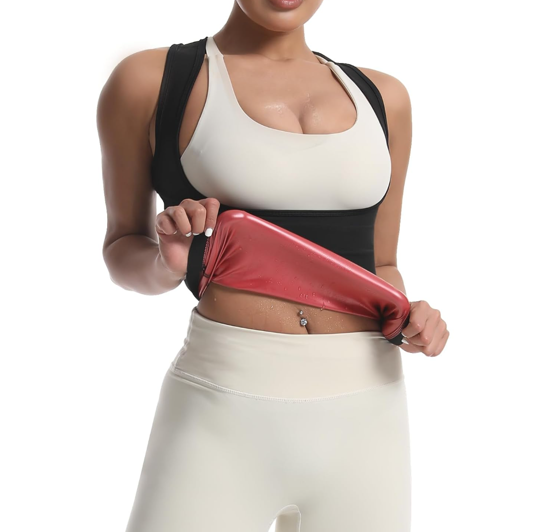 JBT Sauna Suit Sweat Vest for Women Weight Loss Waist Trainer Sweatsuit Vest Workout Tank Top Fitness Body Shaper XXL