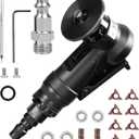 Pneumatic Chamfering Tool Handheld, Mini Air-Powered Chamfering Machine Trimming, 45 Arc Corner with 1/4 Inch Air Inlet for Metal Wood Beveling Deburring (R Angle Blades)