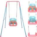 Toddler Swing, 3-in-1 Swing Sets for Backyard, Baby Swing Outdoor/Indoor, Toddler Swing Set Suitable for Children 6 Months and Older (Pink)