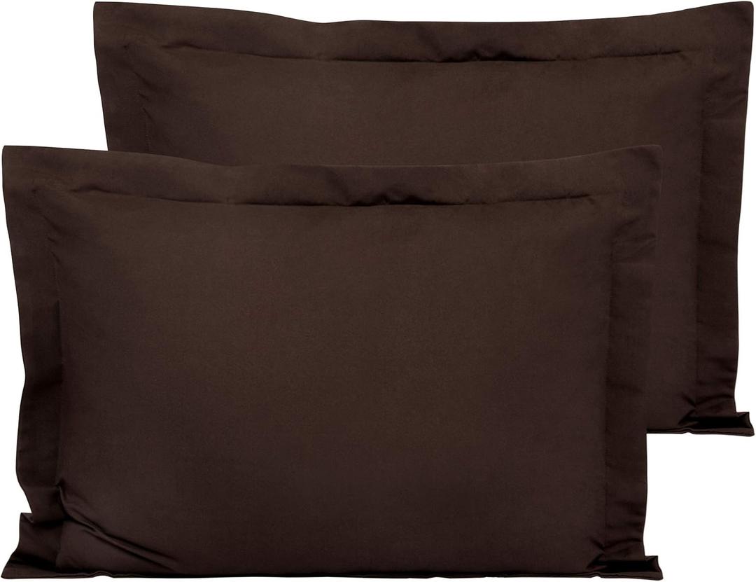 FLXXIE Microfiber Standard Pillow Shams Set of 2, Fade, Wrinkle and Shrinkage Resistant Soft Pillow Covers with Envelope Closure Euro Sham Covers (Dark Brown, 20x26 Inches)
