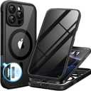BERFY for iPhone 16 Pro Max Case, Compatible with MagSafe, Built-in Privacy Screen Protector, Camera Protection, Shockproof Full Body Phone Case 6.9", Clear Black