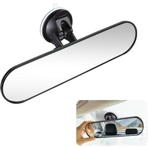 Wuyaoyao 12" Car Rear View Mirror, HD Glass Interior Rear View Mirror with Suction Cup for Windshield, Anti-Glare Adjustable Rearview Mirrors for Cars Trucks SUVs Boats, Car Accessories
