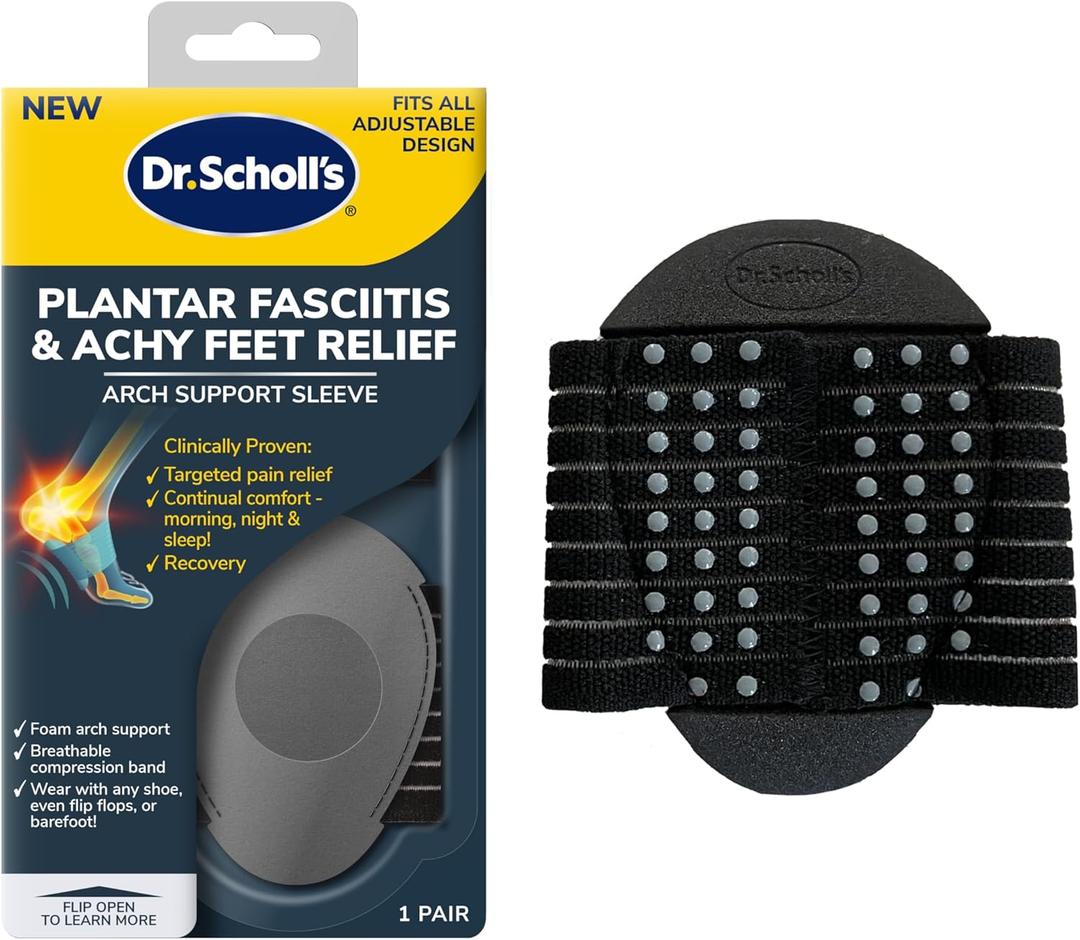 Dr. Scholl's Plantar Fasciitis & Achy Feet Relief Arch Support Sleeve, Cushioned Arch Support, Compression Band, Foam Pad Insert, Non Slip Sole, All-Day Wear Morning to Night, Unisex 1 Pair