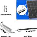 Solar Panel Mounting Brackets, Roof Mount Kit, Rails and Clamps Included for Thickness 1.18”-1.38”, 4pcs in A Row Assembly on Tin, Flat and Sheet Rooftop, Aluminum Alloy