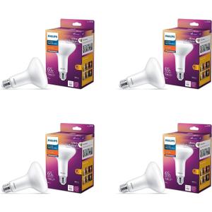 PHILIPS LED 65W BR30 4-Pack Ultra Definition (2200K) 650 Lumen (7.5W = 65W) Dimmable Frosted Flicker-Free Light Bulbs (Soft White (2700k))