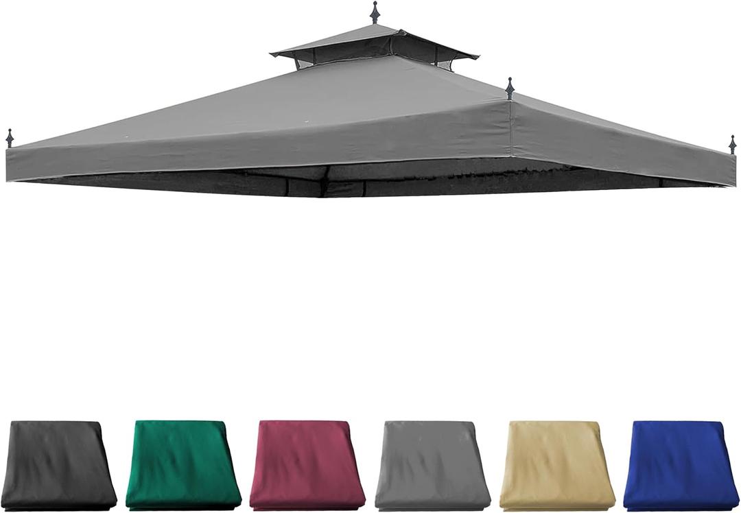 10x12ft Replacement Cover for Monterey Gazebo #L-GZ288PST-4D / L-GZ288PST-4H, (Grey) (Gray)