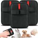 Pet Hair Removal Gloves 3 Pack  Reusable Electrostatic Pet Hair Remover Tool for Cats & Dogs, Ideal for Sofa, Clothes, Bed Sheets, Carpet, Car Seat, Multi-Surface Grooming Glove, Black, 5.1x6.7in