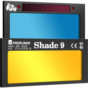 Core Series Shade 9 Gold Auto Darkening Welding Lens, Gold Coating Cool Blue Puddle View, 2" x 4 1/4" x 0.2", Fits Sugar Scoop & Pancake Welding Hoods