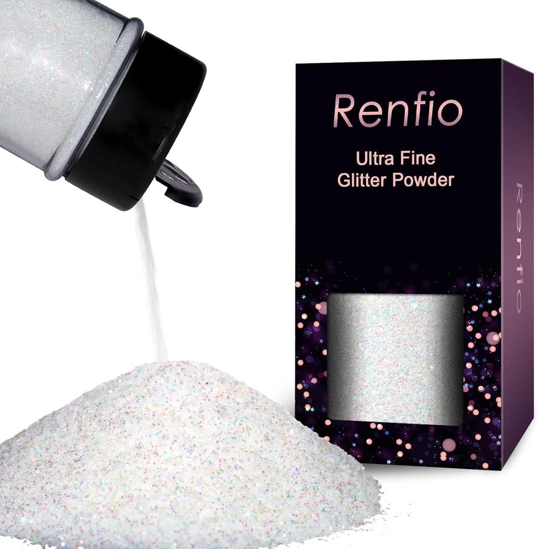Renfio Iridescent Ultra Fine Glitter Powder Resin Supplies Glitters 1.94 Oz /55g PET Flake Crafts Sequins 1/128" Epoxy Chips for Christmas Decorations, Epoxy Resin, Snow Globe Tumblers - Dream Rainbow