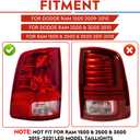 (3 Pack)LED Taillight Assembly 3rd Brake Light for 2009-2018 Dodge Ram 1500 2010-2018 Ram 2500 3500 Chrome Smoke Lens Only Fit factory Halogen/incandescent Model and Without Projector Headlights Model