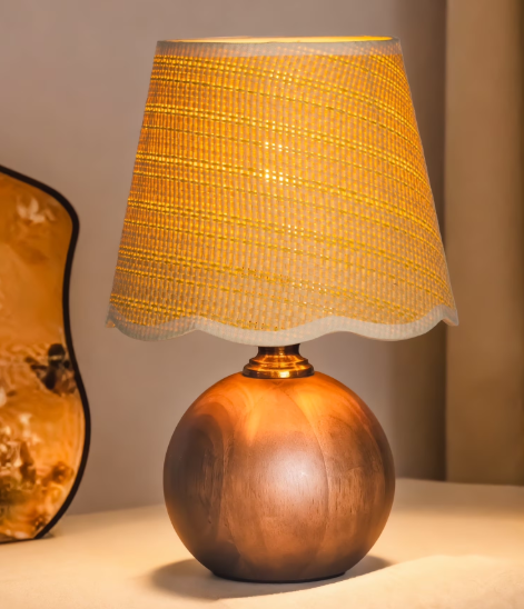 URLIGHTS Table Lamp with Wooden Base Fabric Lampshade,Desk Bedside Small Lamps with 6ft Power Cord, 110V Plug, Dimmable E26 Socket (Bulb Included) for Living Room Night Stands Bedroom