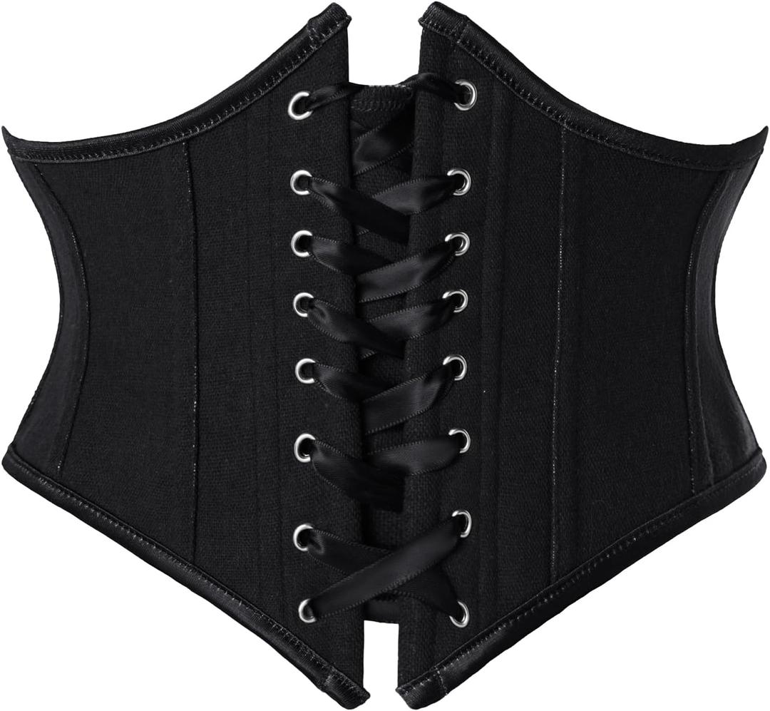 Scarlet Darkness Corset Belt for Women Floral Lace Up Boned Underbust Corset Waist Belts (16, Black)