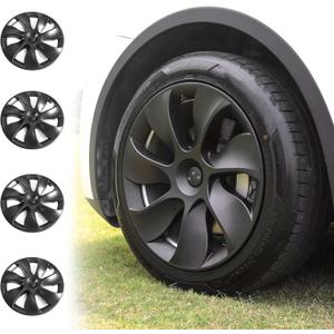 Wheel Cover 19 Inch for Tesla Model Y 2021 2022 2023 2024 ABS Hubcapsr 4 Pcs Replacement Wheel Cover (Matte Black)