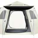 Waterproof Camping Tent for 2 People with Sun Protection, Easy Set-Up, 2 Doors, 4 Windows, and 6-Sided Ventilation, Hexagonal