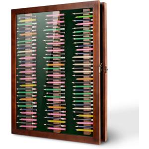 Golf Pencil Display Case Holds 99 Round or Octagonal Golf Pencils Wood Wall Mount Clear Display Case with Acrylic Dust UV Cover