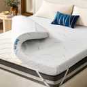BEDLORE Queen Mattress Topper, 3 Inch Gel Memory Foam Mattress Pad with Straps for Back Pain Relief, Breathable & Non-Slip with Removable Washable Cover (White)