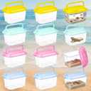 Leinuosen 12 Pcs Plastic Reptile Terrariums Carrier Cage Small Fish Transport Container with Handle Tarantula Enclosure Snake Breeding Box Hatching Container Clear Tank Aquarium for Crab Turtle