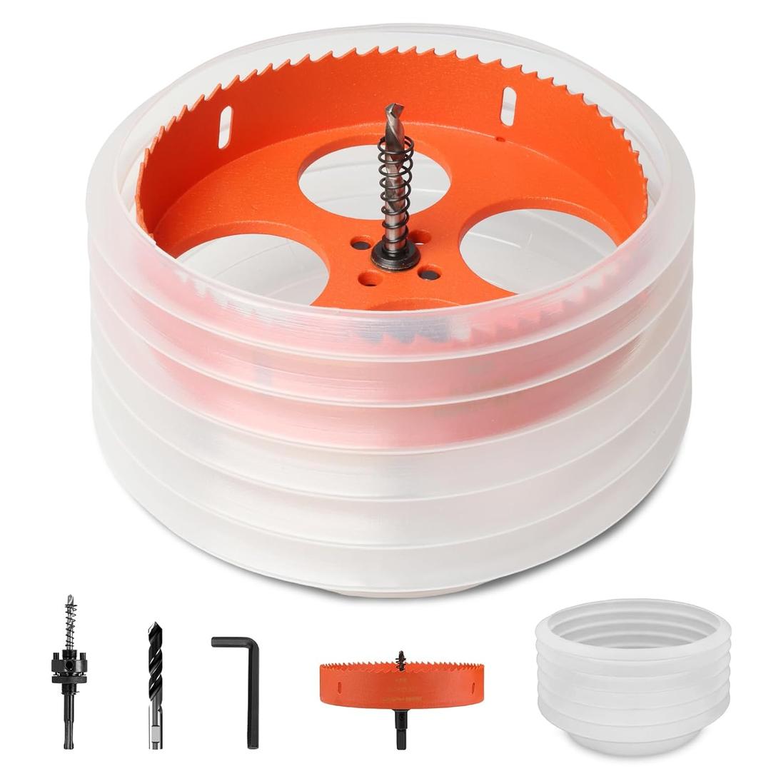 Storystore 6 inch Hole Saw for Recessed Lights, Hole Saw Kit with Dust Bowl, Drill Bit for Wood Metal Plastic, Bi-Metal Drywall Saw, Hole Cutter for Clean and Precise Cuts
