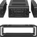 2U Rack Case Shallow 12" Depth, 19" Rackmount Flight Cases Easy Installation Portable Carry Watertight Dust Proof 2 Space Shockproof Mount Racks with Microphone Compartments Space Saving
