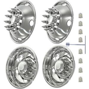19.5" Stainless Steel Wheel Simulators with Spikes Nuts Cover,10 Lug 5 Vent Holes Hubcaps,Bolt-on Wheel Cover Compatible with Ford 2005-2026 F450/F550,Patent Pending
