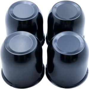 4 Push Through Black Wheel Center Caps for Trailer Wheel Rims 3.25" Center Bore