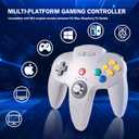 KIWITATA Wireless N64 Controller for Switch System, 2.4GHZ N64 Remote Joystick Wireless Gamepad Controller Compatible with N64 Original Console, Raspberry Pi, IOS, PC Windows 7,8,10,11 Gray