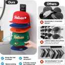 2 Pack Hat Organizer for Baseball Caps, Detachable DIY Hat Rack for Wall Hat Holder Hold up to 22 Hats, Baseball Cap Organizer Cap Holder Hat Hangers for Wall Closet Door Bedroom (C-Black)