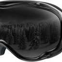 ZIONOR Lagopus B1 Ski Goggles OTG Anti fog Snow Goggles UV Protection Snowboard Goggles for Men Women Adult Youth (One Size, B6-vlt 17.8% Black Frame Black Lens)