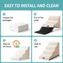 COZY KISS Dog Stairs for Small Dogs 19.7" H, Curved Dog Step for Puppy, Older or Cat, Medium Pet Ramp for Sofa, Couch or Bed, Ladder with High Density Foam, 4 Step, 15.7x28.3x19.7 inch, Beige