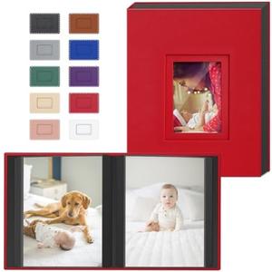 Popotop Photo Album 4x6 100 Pockets with Leather Hardcover Cover, Small Photo Album Holder Book with 50Pcs Pages for Family Travel Wedding Baby Gifts