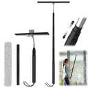 Shower Squeegee with Long Handle, 15-51" Telescopic Squeegee for Window Cleaning, Window Squeegee for Glass Doors, Extendable Window Cleaner Tool for Tile Walls, Sliding Door, Floor, Car Windshield