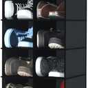 coastal rose Hanging Shoe Organizer for Closet, 20 Sections Hanging Closet Organizers and Storage Shelves, Space Saving Hanging Shoe Rack, Black, 12''W12''Dx 50''H