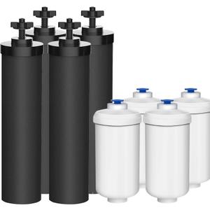 Water Filter Replacement for Berkey - 4 Black and 4 Fluoride Filters for Water Filtration System