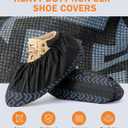 X-Large 100 Pcs Shoe Covers Disposable Non-Slip,Shoe Covers for Indoors Reusable,Slip-resistant, Durable, Breathable, Non-Woven Booties for Shoes Covers,Stretchable Fits Up To13 US Men,Black, 100 Pack