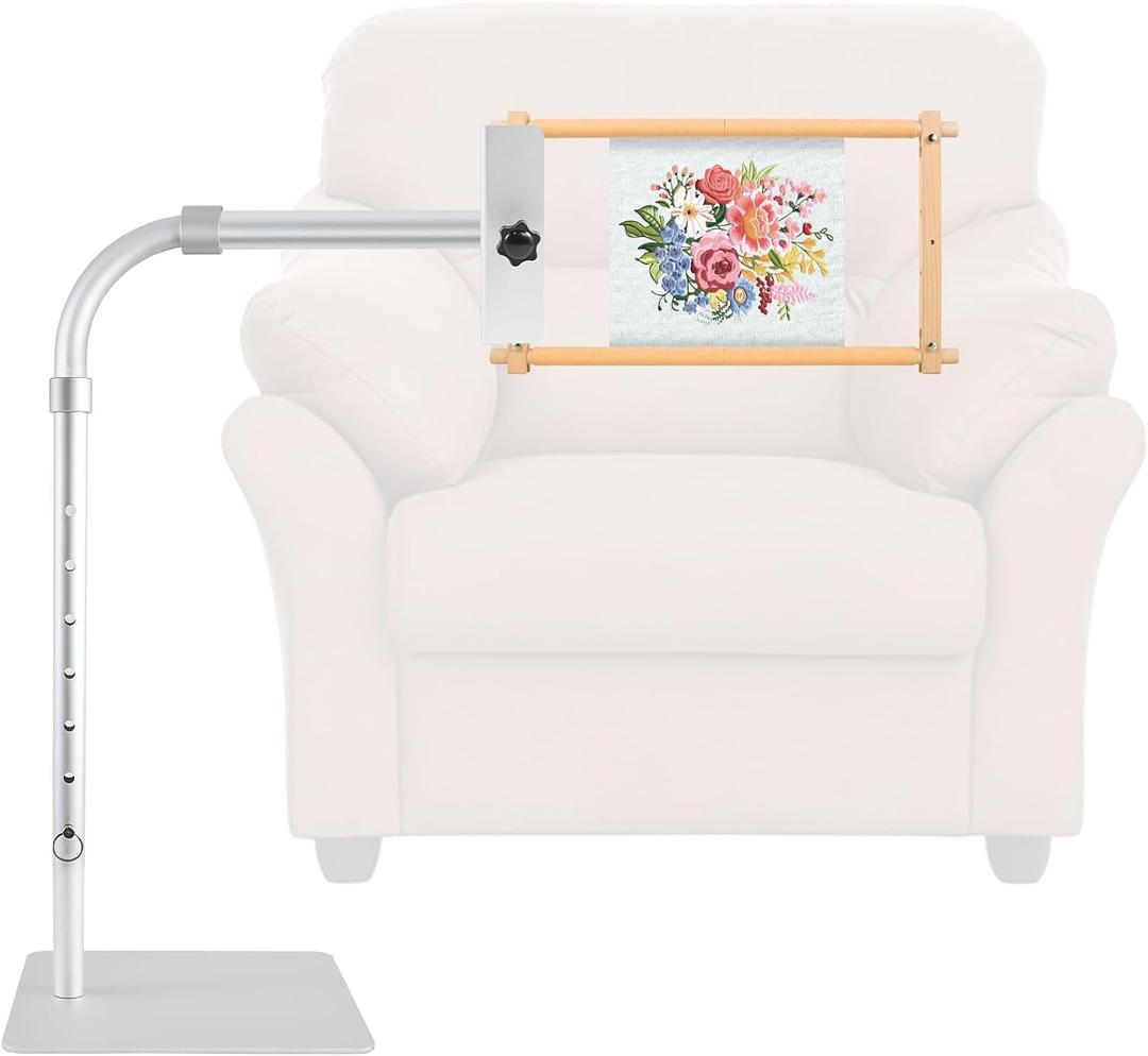 Adjustable Workstand Compatible with Lowery Side Clamp, Rotating Needlepoint Stand, Heavy Duty Metal, Fits Q‑Snap