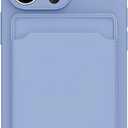 for iPhone 14 Pro Max Phone Case with Card Holder [Slim + Protective] Silicone Phone Case iPhone 14 Pro Max Wallet Case for Women Men (Purple Blue)