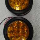 2Pcs 4 inchRed Round LED tail trailer light 12 LEDs IP67 Waterproof Stop Brake Turn Signal Reverse marker Tail Light Surface Mount, Light for boat trailer (4"Round Yellow 1)