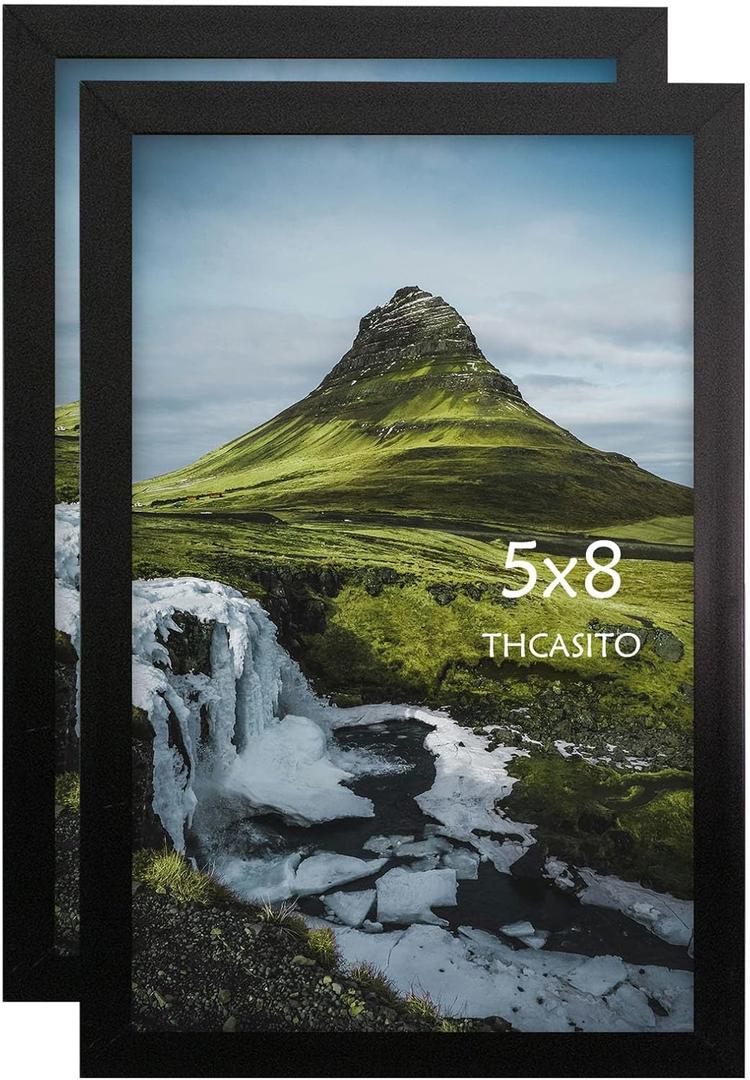 Picture Frames 5x8 Black Photo Frames without Mat for Desk or Wall Decor, Set of 2