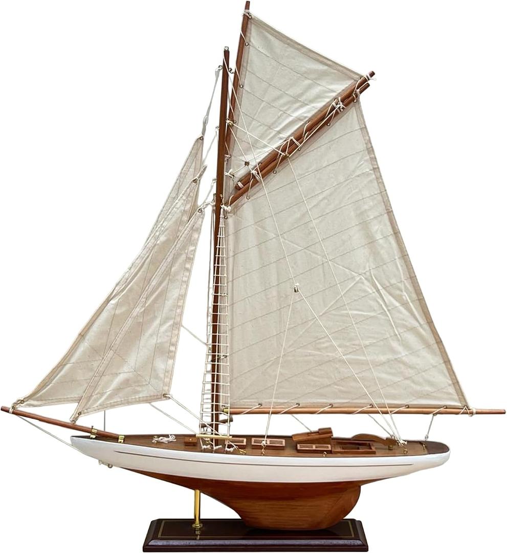 Thorness Fully Rigged Lulworth Model Yacht | 65cm (L) x 72cm (H) | Nautical Ornament | Sailboat Model | Lulworth Sailing Ship Model | Fully Assembled Model Boat Ready for Display