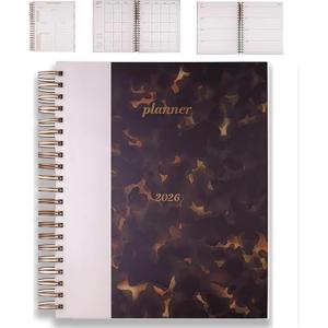 2026 Large Spiral Tortoise Shell Planner (Hardcover), With Weekly and Monthly Pages, For Goal Setting & Scheduling 8.26" x 5.7" (1pc)